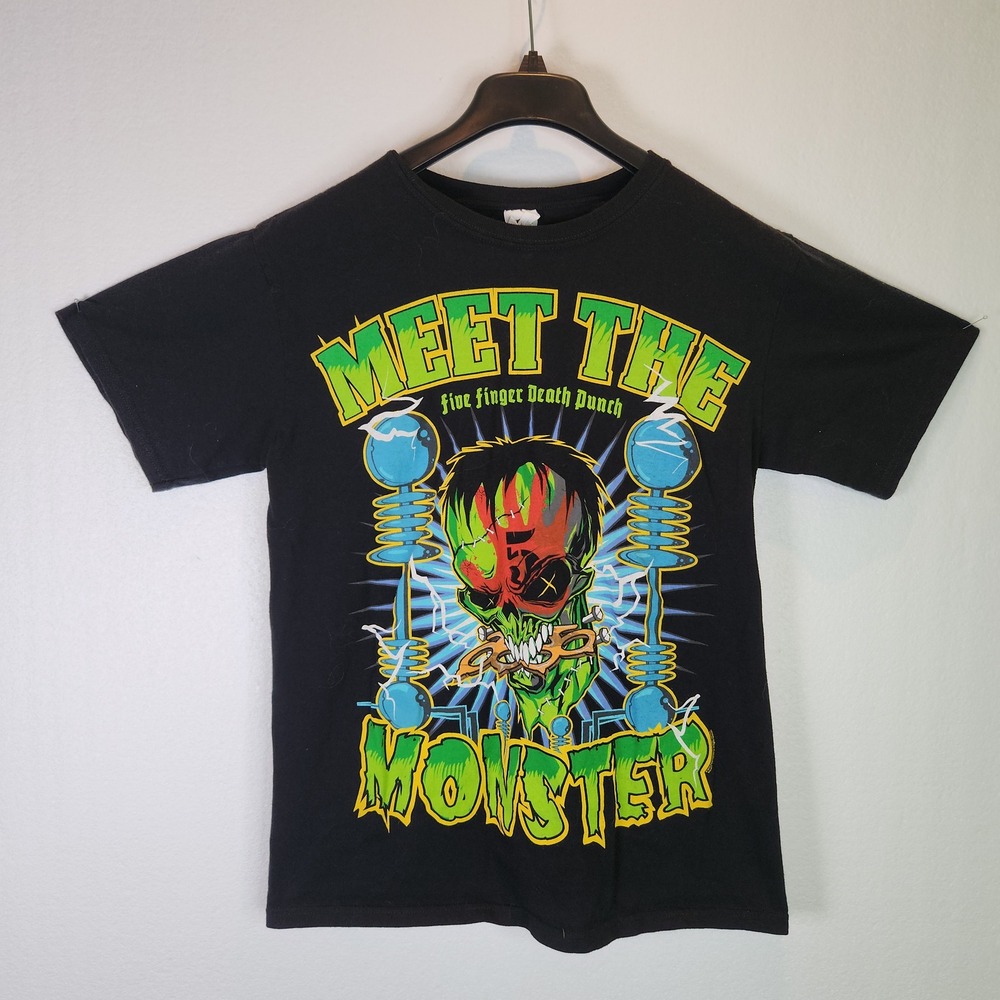 Five Finger Death Punch 2013 Tour T Shirt Meet The Monster‎ Graphic Black Medium